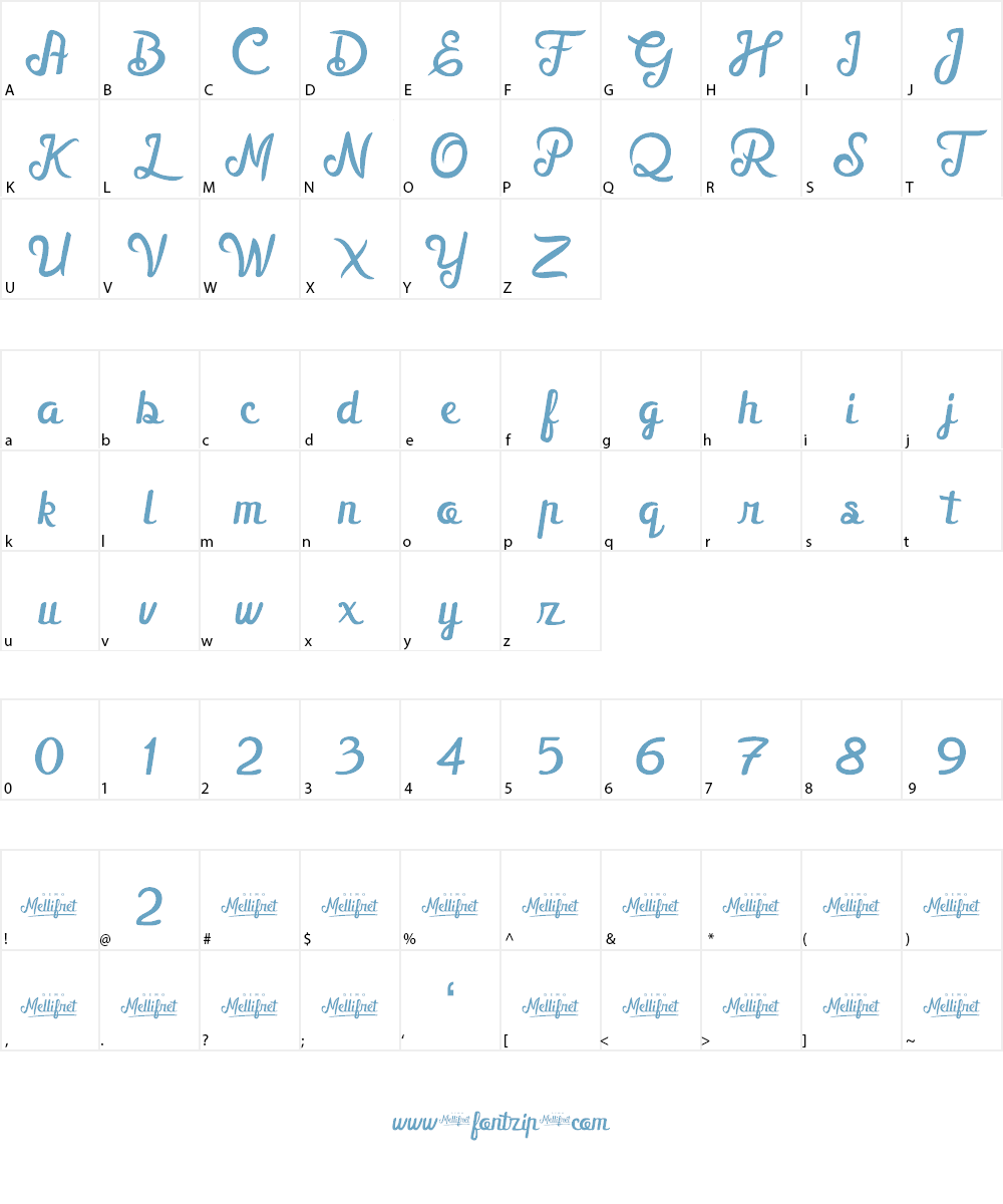 Mellifret_Demo Font Character